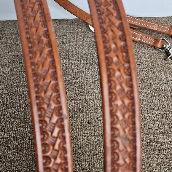 Hunn Saddlery Maker Quality Leather Suspenders Sz Med Adjustable Silver Hardware - Picture 8 of 10